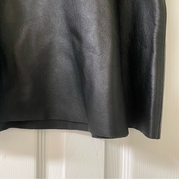 Uniform John Paul Richard Black Leather Flare Hem Mini Skirt Size 12 - Picture 15 of 15